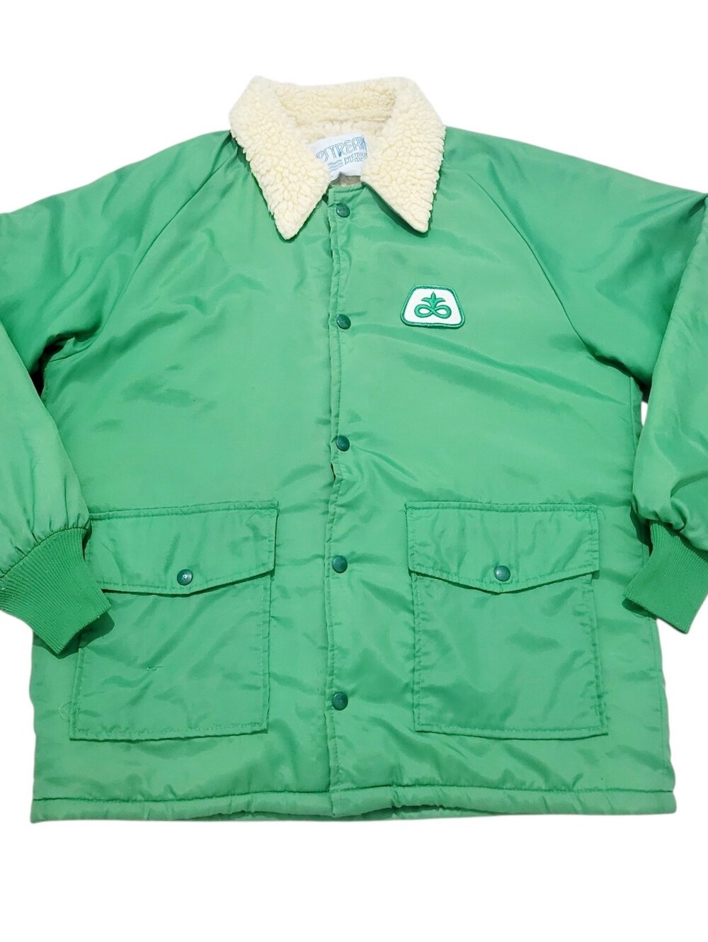 Vintage Pioneer Seed Farm Chore Coat Sherpa Lined Jacket Green USA Made Medium